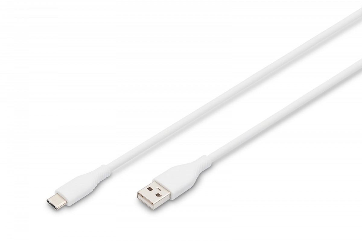 Kabel połączeniowy silikonowy USB-A - USB-C, USB 2.0 60W, 2m Biały