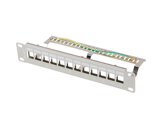 Patch Panel 12 Port 1U 10 cali FTP z organizerem do modułów        keystone szary