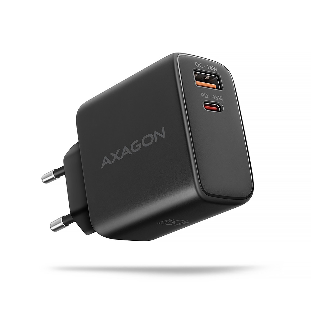 ACU-PQ45 Ładowarka sieciowa 2-port  QC3.0,4.0/AFC/FCP/PPS/Apple  + PD type-C, 45W, Czarna