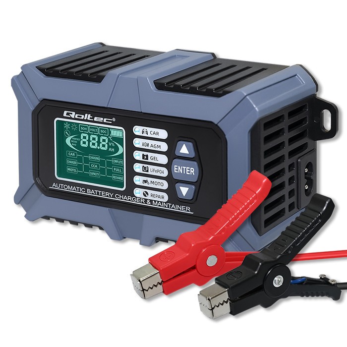 Inteligentna mikroprocesorowa ładowarka z testerem baterii i funkcją naprawy 12V | 6A | LCD | Prostownik do akumulatora AGM LiFePO4 GEL 
