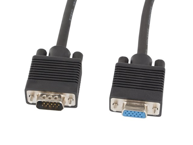 Kabel VGA Ferryt 1.8M M/F Ekran czarny 