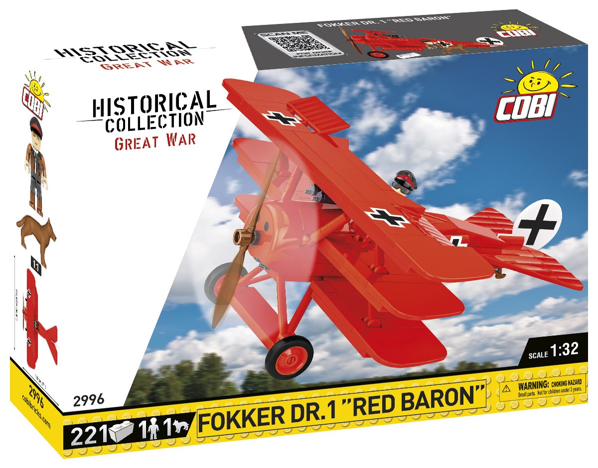 Klocki Fokker DR.1 Czerwony Baron 221 klocków 