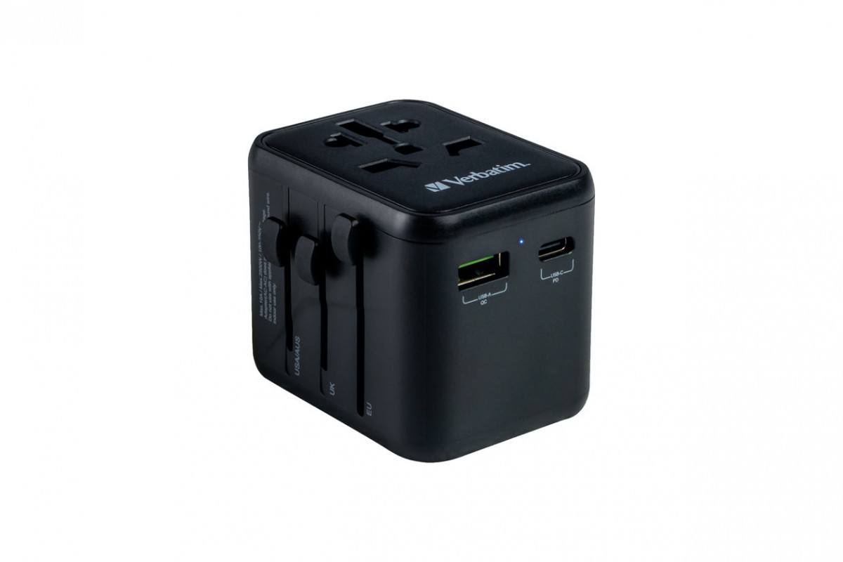Adapter podróżny UTA-02 49544 180 krajów, ładowarka 20 W, QC 3.0. 1x USB-C, 1x USB-A 