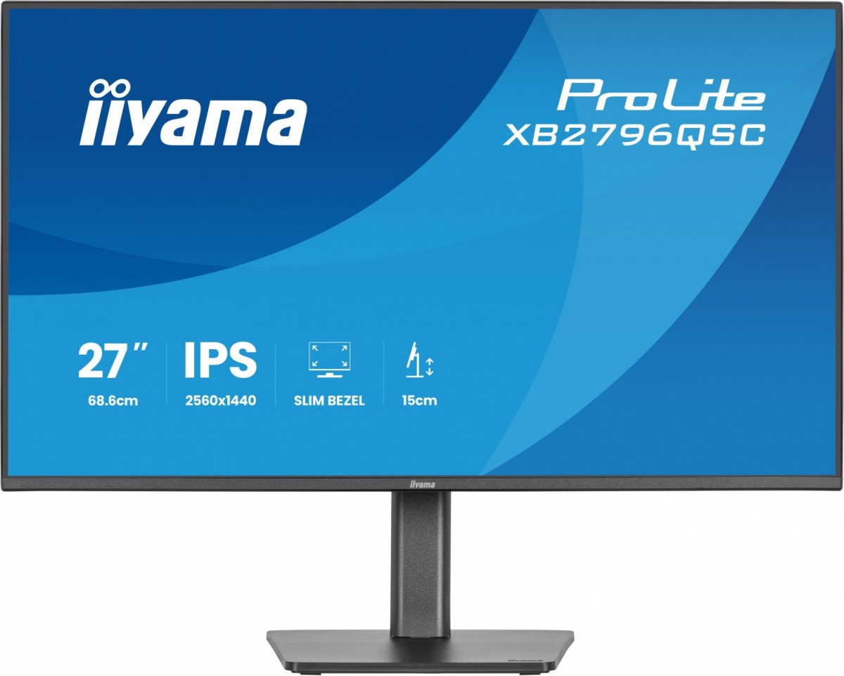 Monitor ProLite 27 cali XB2796QSC-B1 IPS,QHD,HDMI,USB-C (PD 65W),75Hz, 350cd, 1xUSB 3.2 , 1xUSB-C, 2x2W, HAS 150/PIVOT/obrót stopy 360st