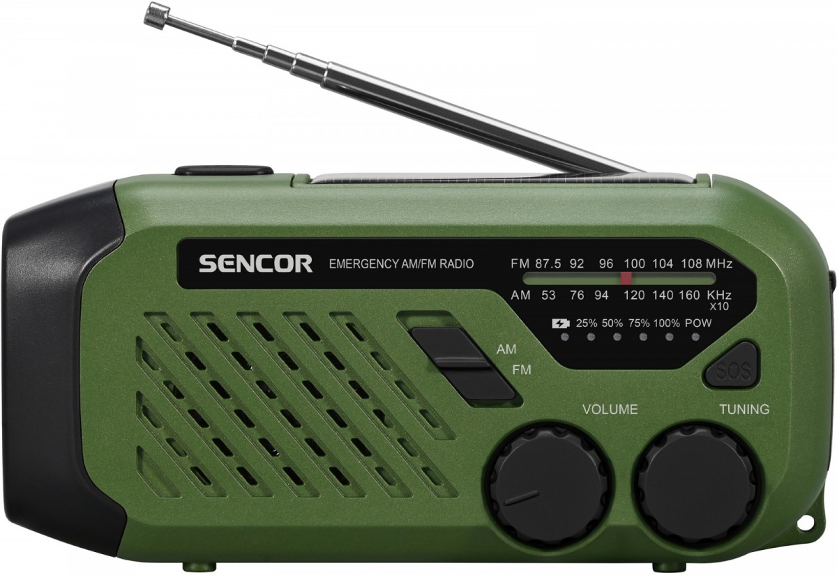 Radio przenośne alarmowe AM/FM, latarka, power bank, bateria słoneczna 