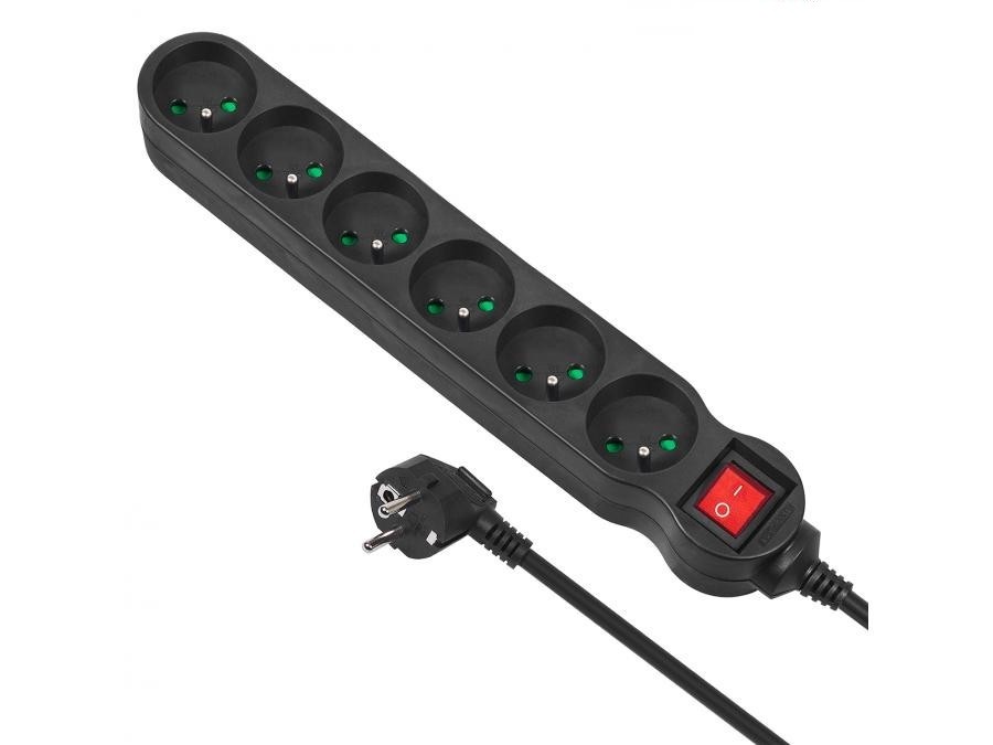 Listwa zasilająca MCE188 6 gniazd 2300W 5m czarna
