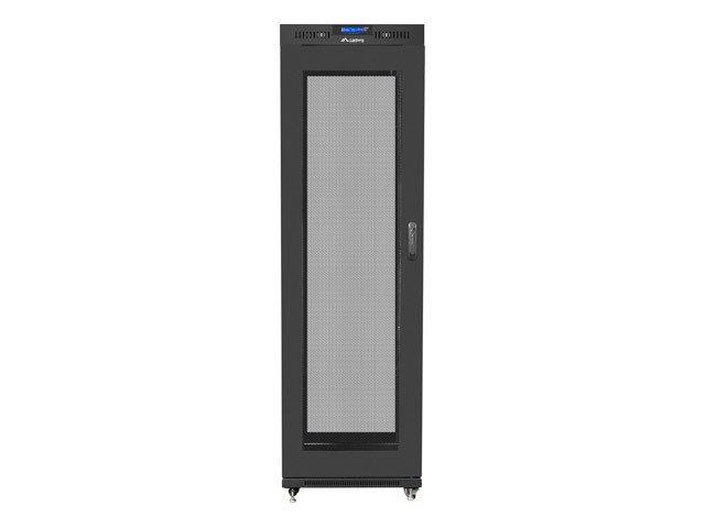 Szafa instalacyjna rack stojąca 19 42U 600x800 czarna, drzwi perforowane lcd (flat pack) 
