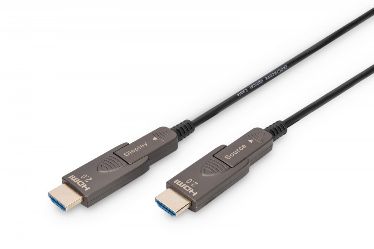 Kabel hybrydowy AOC HDMI 2.0 Premium High Speed Ethernet 4K60Hz UHD HDMI D/A HDMI D/A M/M z odłączanym wtykiem, 10m, Czarny