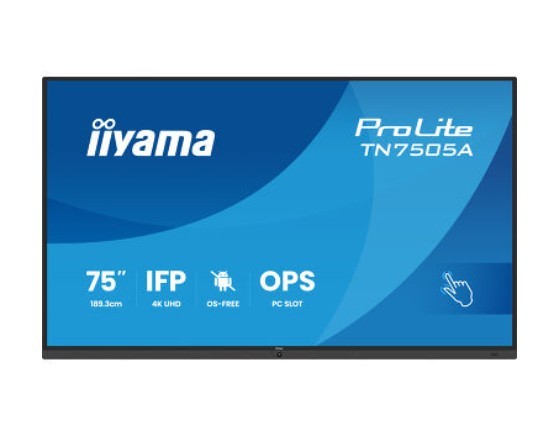 Monitor 75 cali TN7505A-B1AG IPS,4K,40pkt,500cd,nonOS,1200:1,5ms,    DeepContrast-IR+, 1xVGA,2xHDMI,DP,USB-C(PD65W),2xRJ45,2x20W,PiP,PbP,UCHWYT ŚCIENN