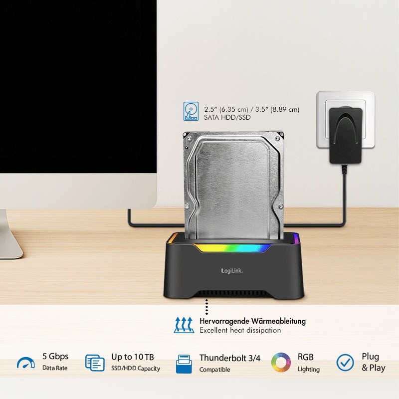 Stacja dokująca USB-C do HDD/SDD 2.5/3.5' 