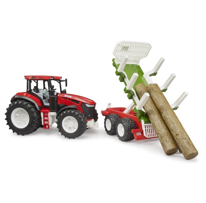 Traktor z przyczepą do drewna