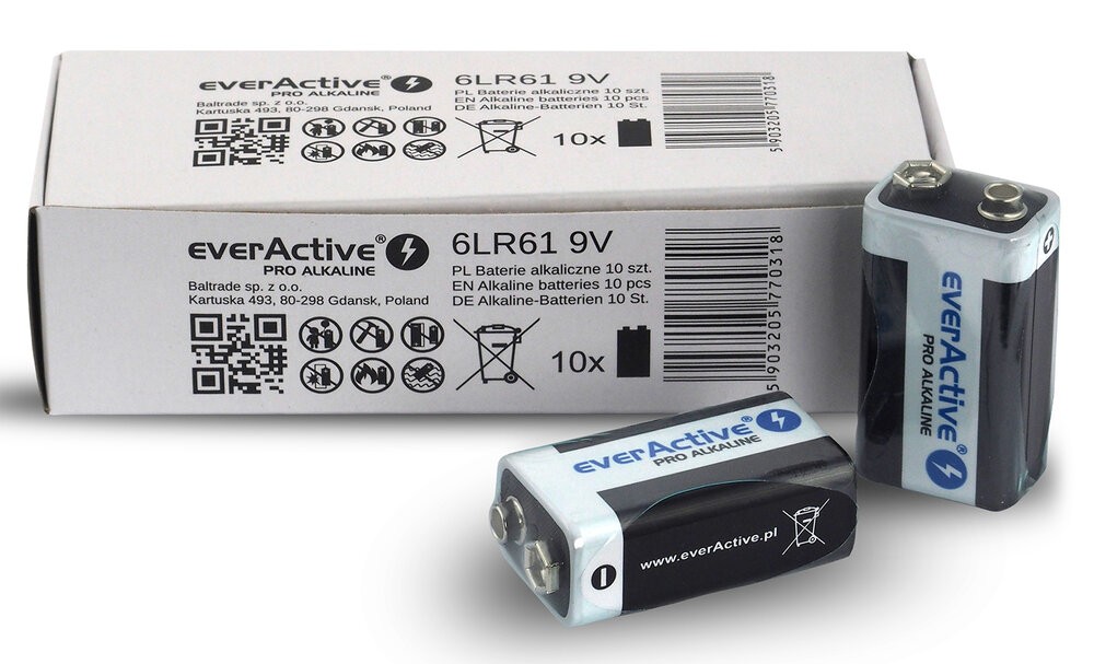Bateria alkaliczna R9/6LR61 9V PRO ALKALINE, Opakowanie 10 szt.