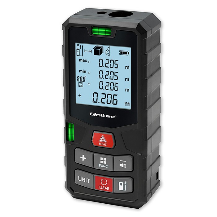 Cyfrowy dalmierz laserowy z poziomicą | podświetlany LCD | 120m 