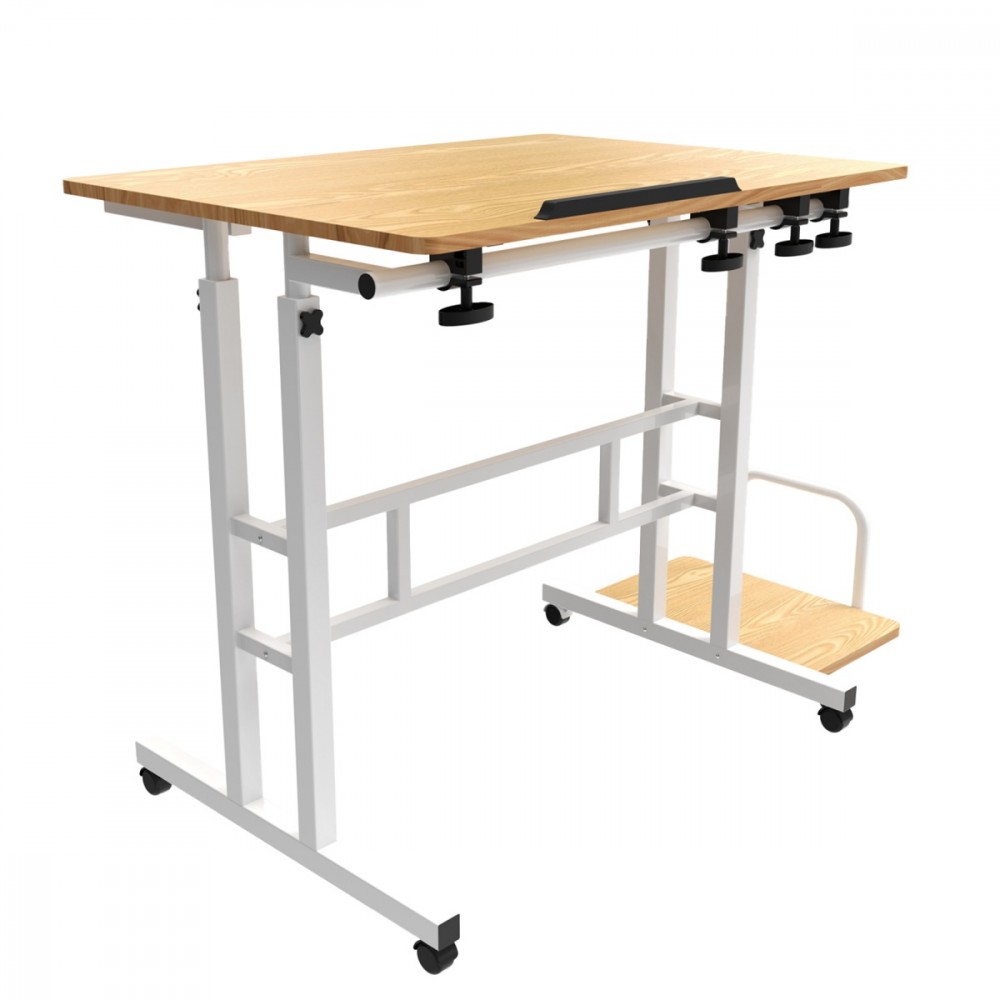 Mobilne biurko regulowane MC-124 W regulacja wysokości 67-115cm, max 50kg, blat 80x60 cm 