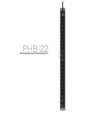 Listwa zasilająca rack pdu 19"  16a 20x iec c13 4x iec c19 3m   IEC C20 pionowa czarna 