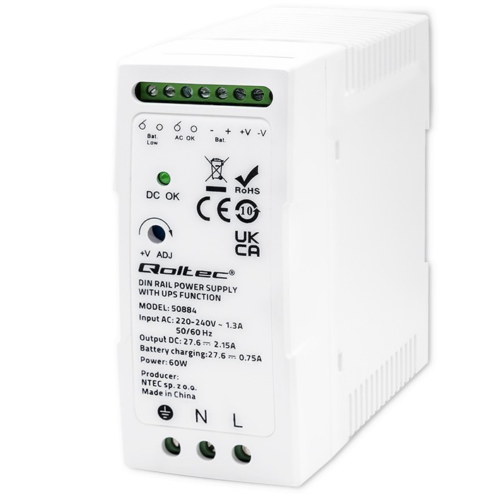 Zasilacz na szynę DIN z funkcją UPS | 60W 