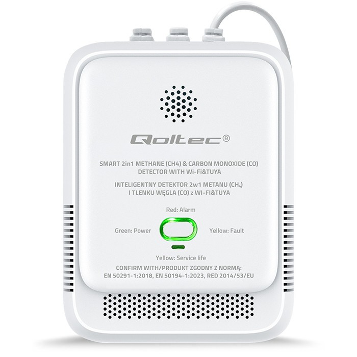 Czujnik wycieku gazu ziemnego i tlenku węgla (czadu) | Tuya | Wi-Fi | alarm 85dB | LED 