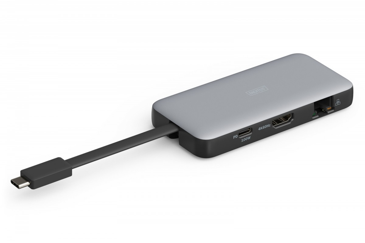 Stacja dokująca podróżna USB-C 7 portowa, max. 4K/60Hz z HDR, HDMI, USB-A 3.2 Gen1, Gigabit Ethernet, SD/Micro SD, PD 100W