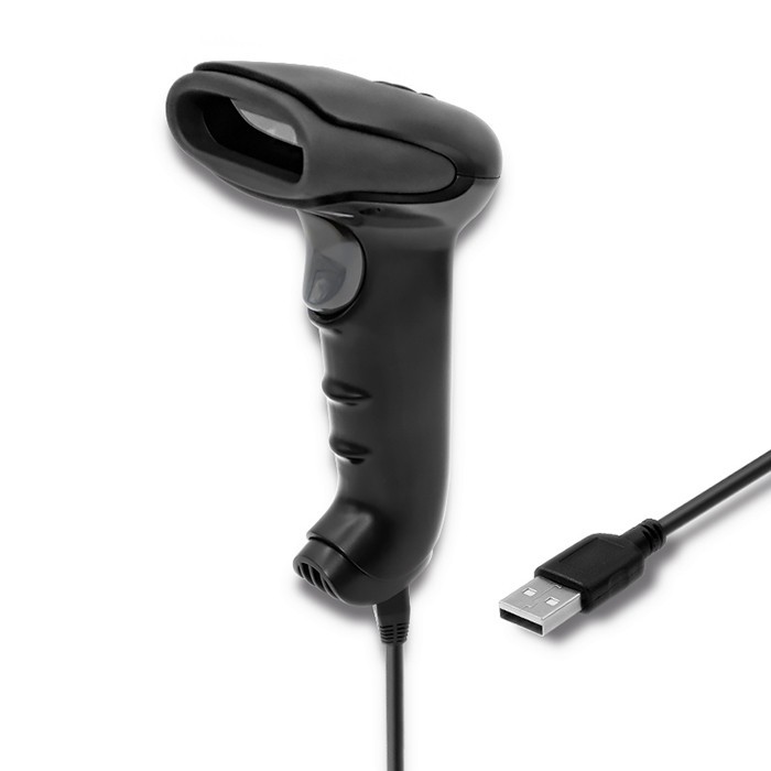 Laserowy czytnik kodów kreskowych 1D | CCD | USB | Czarny 