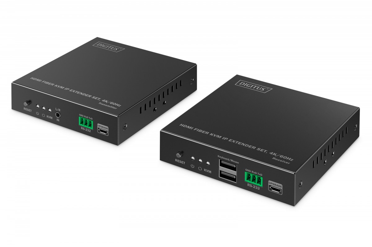 Przedłużacz (extender) światłowodowy HDMI 4K/60Hz z KVM USB 1.1 przez IP 1G lub do 40km/300m, max. 253 odbiorniki, HDMI Loop-Out, Audio - zestaw