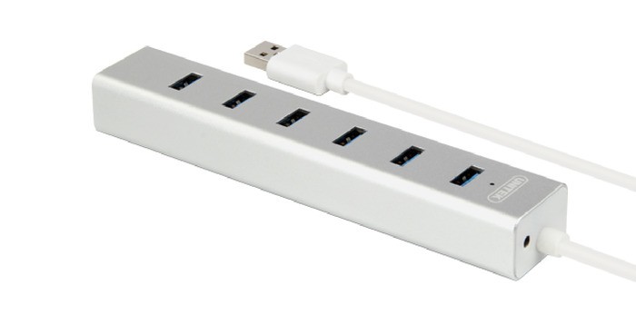 HUB 7 x USB3.0 Aluminium z zasilaczem; Y-3090 