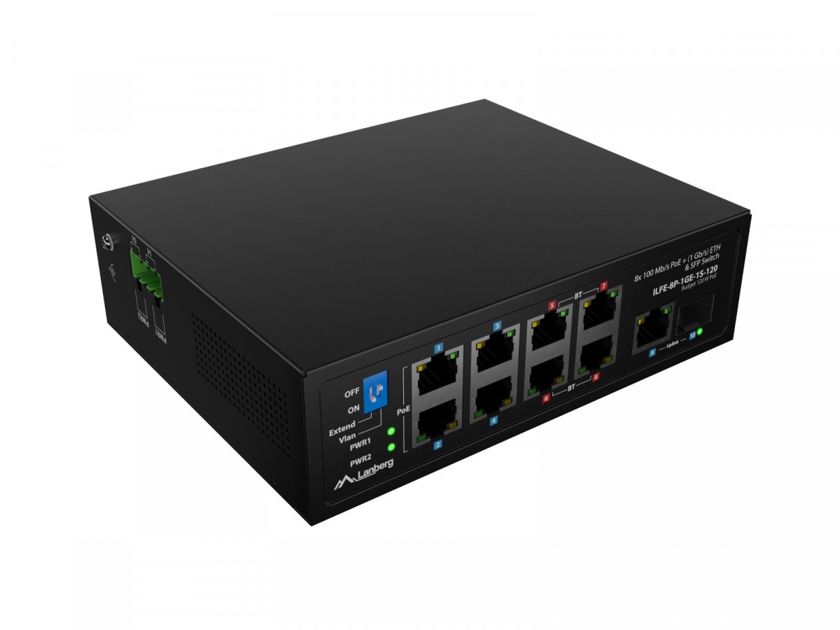 Przełącznik Light ILFE-8P-1GE-1S-120 Light Industrial POE 4XBT 4XAT  SFP+ ETH DIN FAST Ethernet 
