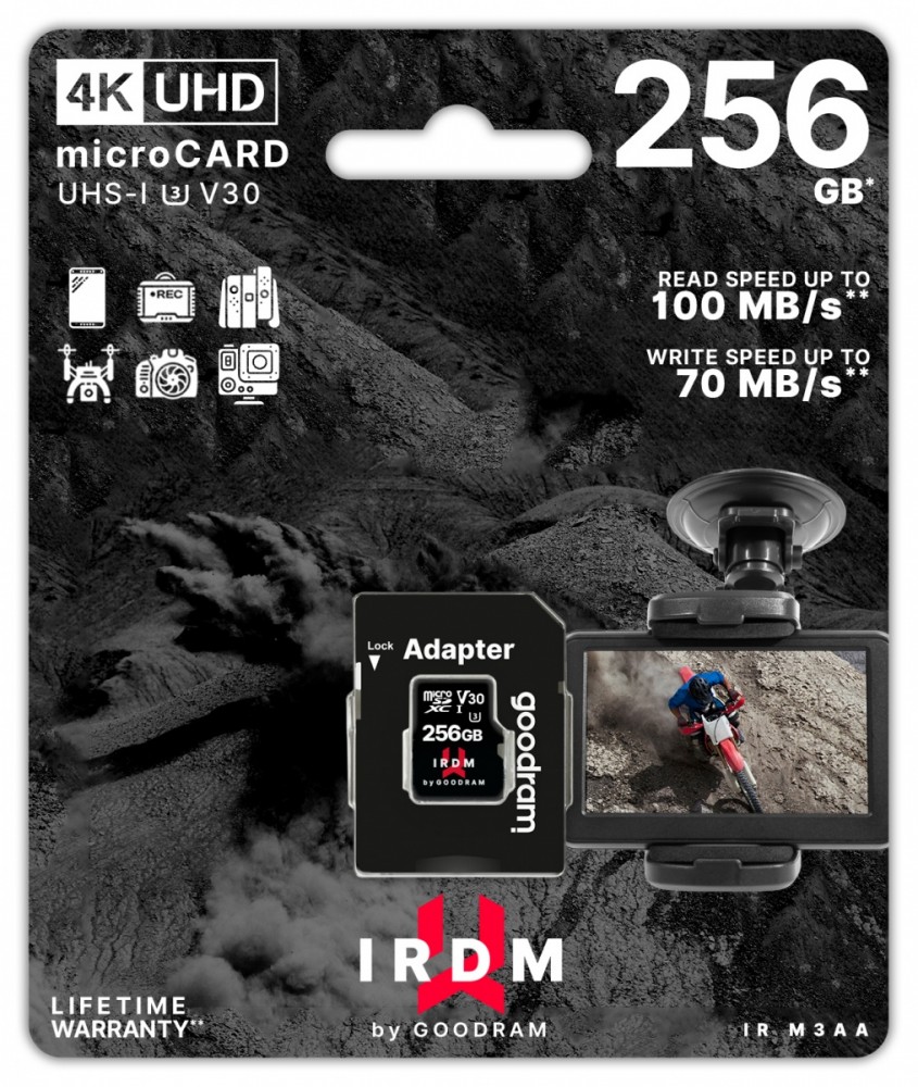 Karta microSD IRDM 256GB UHS-I U3 adapter 