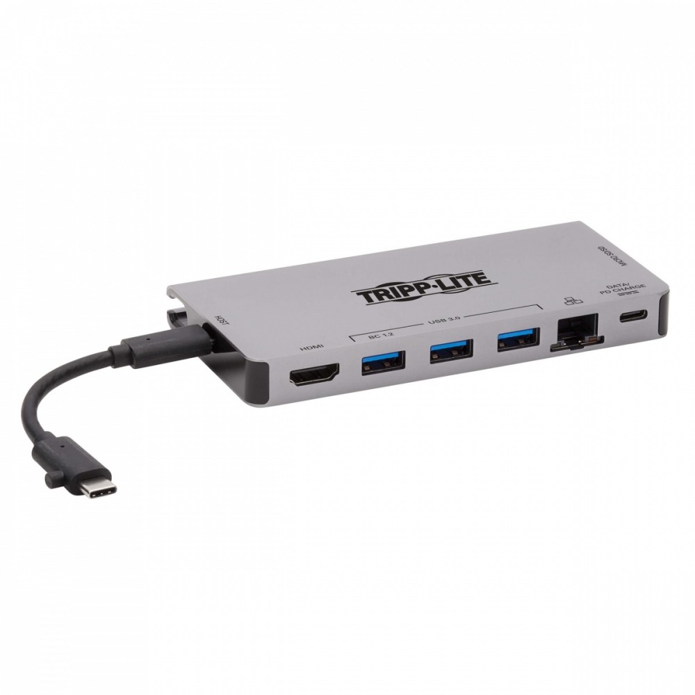 Stacja dokująca USB-C 4K HDMI, USB 3.2 Gen 1, koncentrator USB-A, GbE, karta pamięci, ładowanie PD 100 W, odłączany przewód U442-DOCK5D-GY 