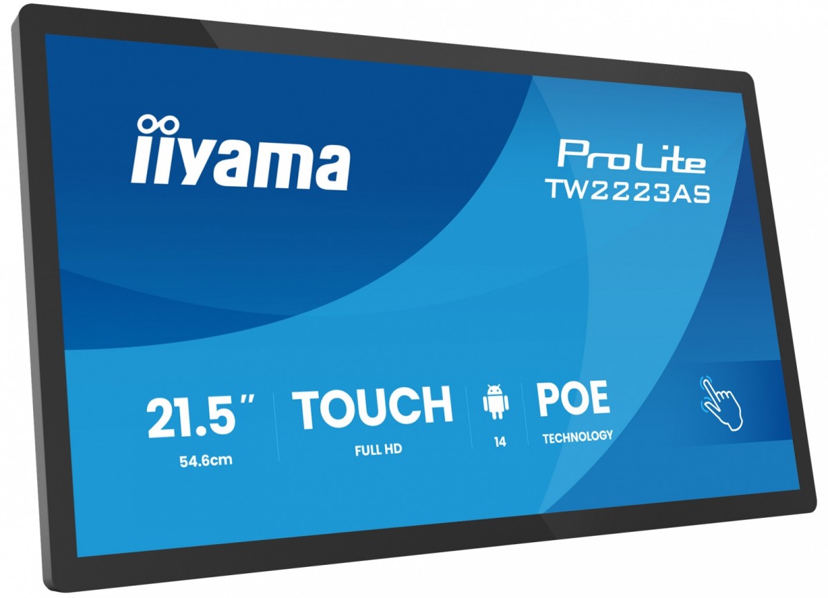 Monitor 21.5 cala ProLite TW2223AS-B3P POJ.10PKT.24/7,ANDROID14, 450 cd/m2,   USB-C, 2x2W, RJ45, 3xUSB, iiSignage