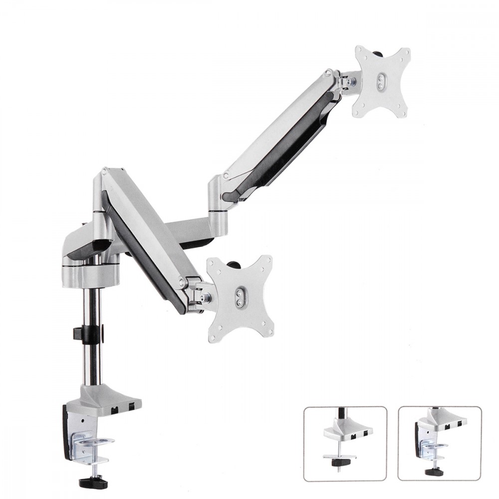 Uchwyt biurkowy na dwa monitory ze sprężyną 13"-32" 9kg MC-765