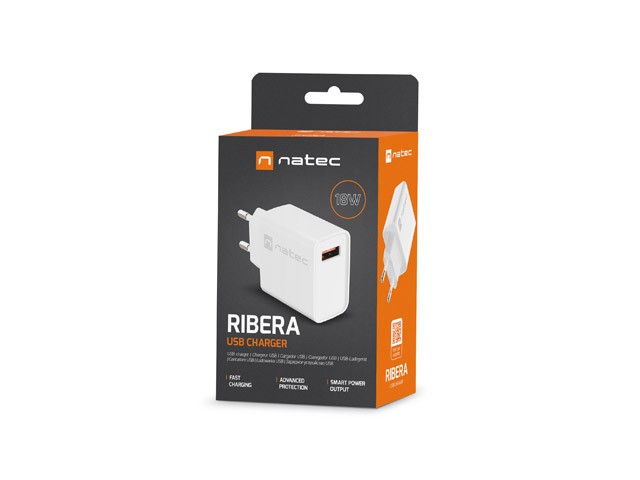 Ładowarka sieciowa Ribera 1x USB-A 18W Biała 