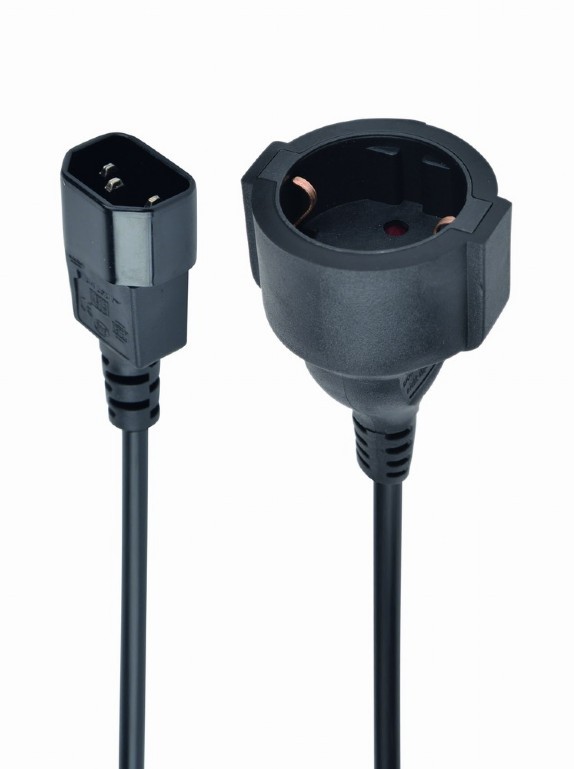 Adapter zasilania IEC320 C14->SCHUKO(F) 15 cm 