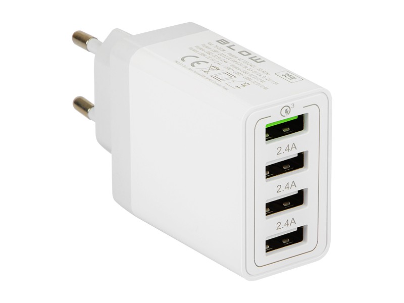 Ładowarka sieciowa z gniazdem USBx4 QC 3.0 30W 
