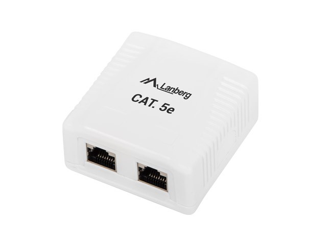 Gniazdo natynkowe 2x RJ45 Kat.5E białe ekranowane 