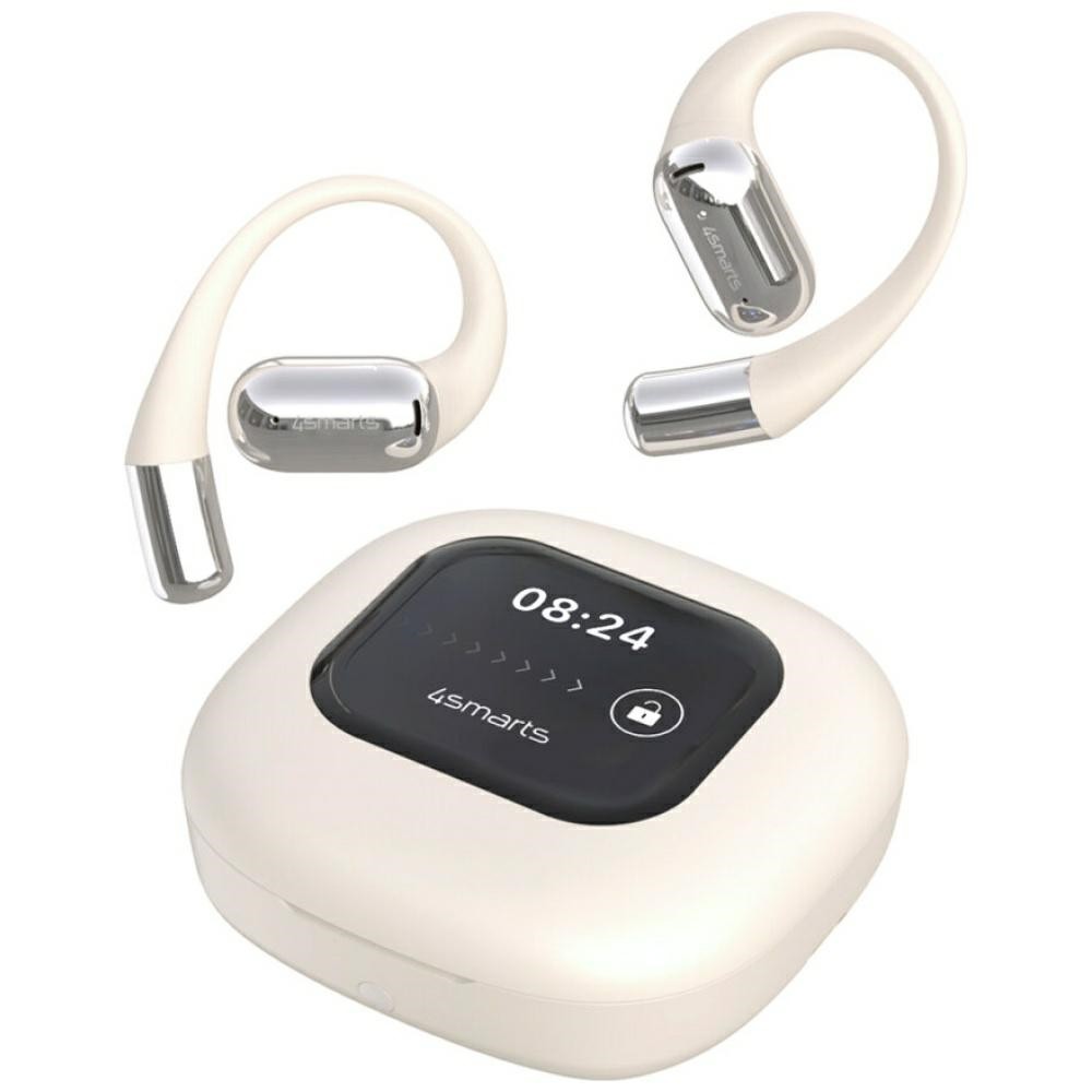 Słuchawki Bluetooth OWS tłumacz AI SkyBuds z ekranem Beżowe 