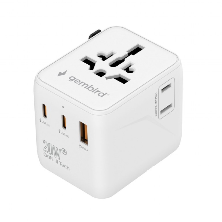 Adapter sieciowy Uniwersalny kostka 20W 