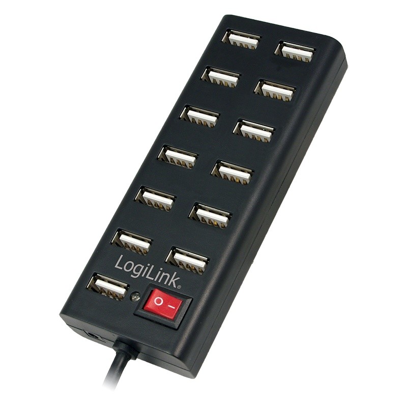 Hub USB2.0 13-portów z wyłącznikiem Czarny 