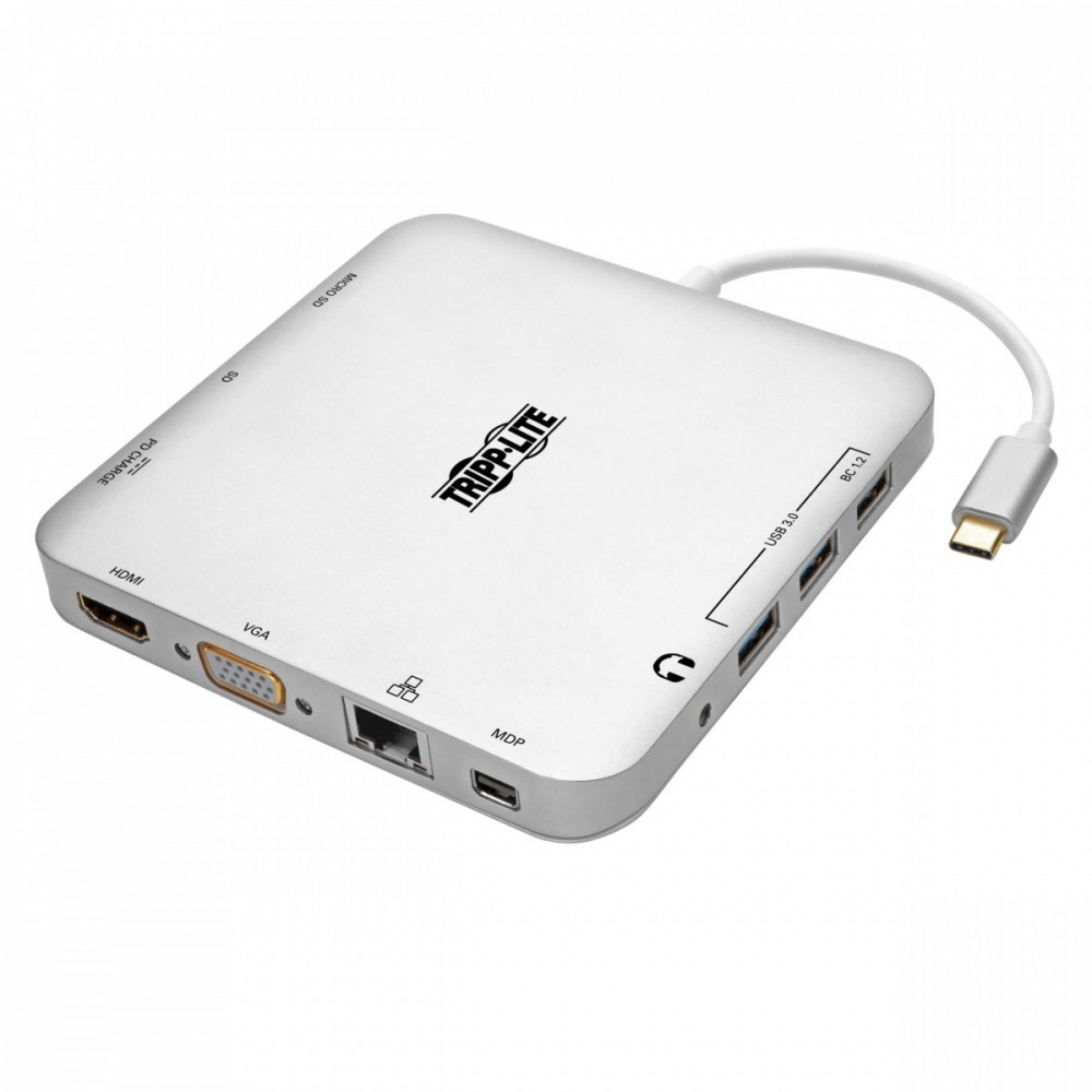 Stacja dokująca USB-C, podwójny wyświetlacz 4K HDMI/mDP, VGA, USB 3.2 Gen 1, koncentrator USB-A/C, GbE, ładowanie PD 60 W U442-DOCK2-S