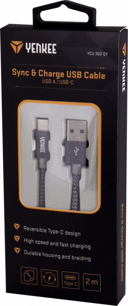 Kabel USB A 2.0 / USB C transfer danych 480Mb/s /3A 
