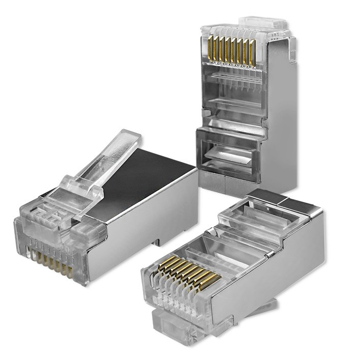 Wtyk przelotowy złącze RJ45 | CAT5e | FTP | Pass Through |       Pozłacane styki | 100 sztuk 