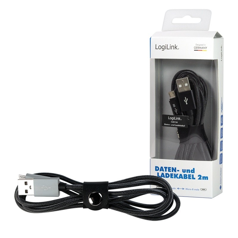 Kabel USB 2.0 A męski do Micro-B męski, dł. 2m szary 