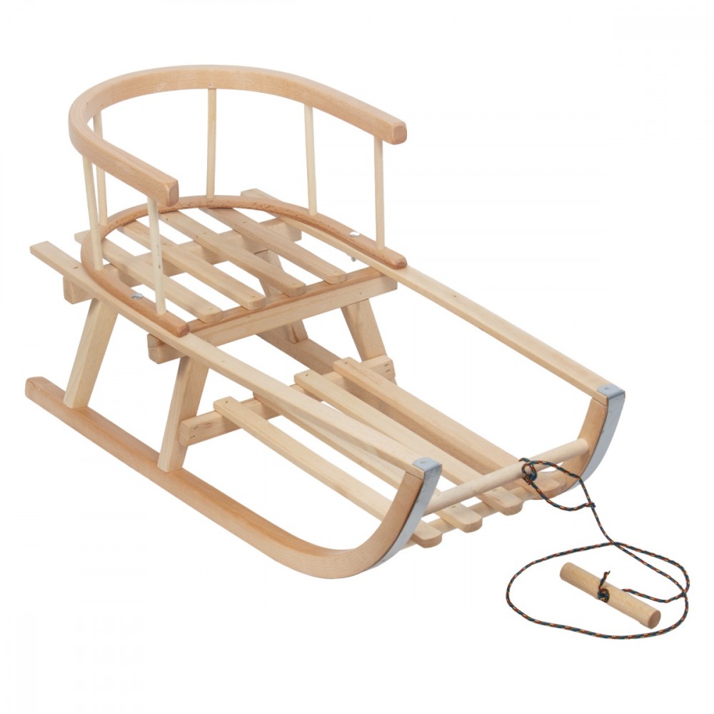 Sanki classic mini z oparciem GB159 drewno bukowe, max 100 kg