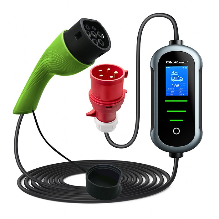 Ładowarka do samochodu elektrycznego EV i hybryd | 11kW | 400V | CEE 16A | Wi-Fi | LCD | 5m 