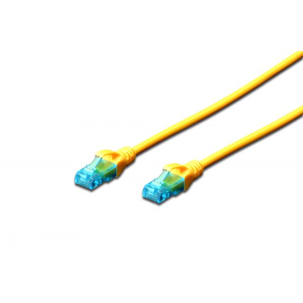 Patch cord U/UTP kat.5e PVC 1m Żółty 