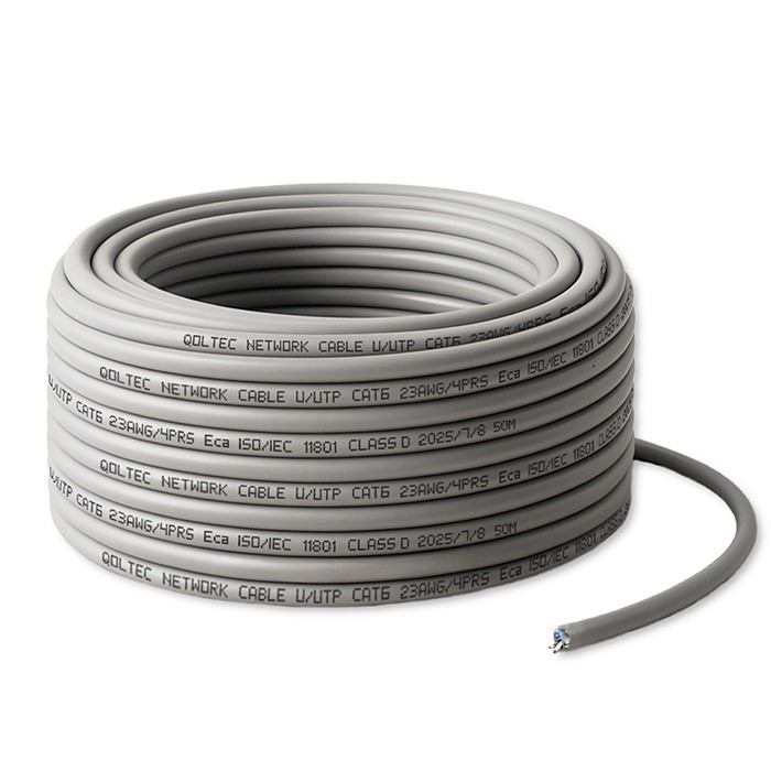 Kabel patchcord sieciowy skrętka UTP | Miedziany Cu | CAT6 | Highspeed 1Gb/s | LAN | 50m | Szary 