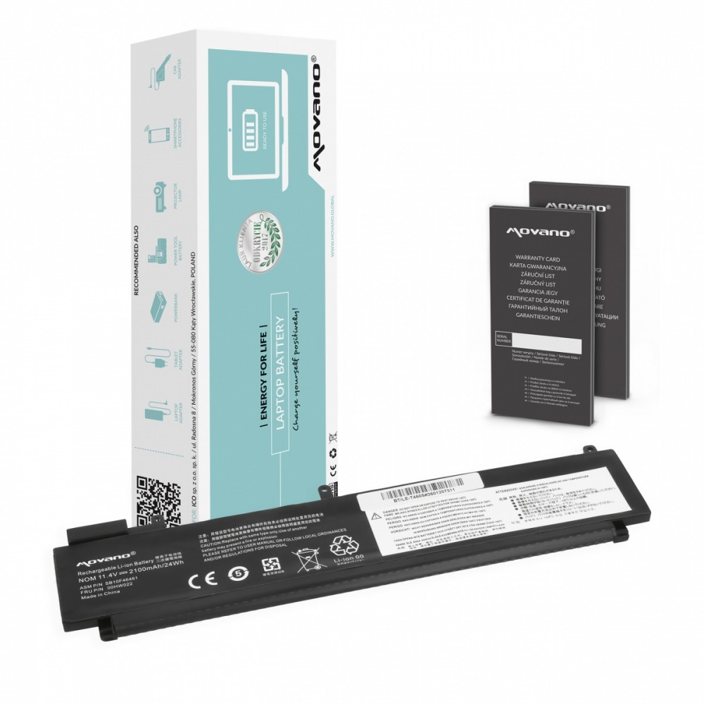 Bateria do Lenovo ThinkPad T460s T470s - tylna - 2100 mAh (24 Wh)