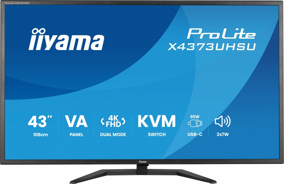 Monitor 43 cale X4373UHSU-B2 4K,VA,2xHDMI,DP,USBCdock (PD95W),       4000:1, USB HUB x4 (2x Type-A, 2x Type-C), KVM, 2 x 7W,450 cd/m2 