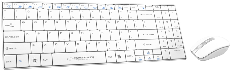 ZESTAW BEZPRZEWODOWY KLAWIATURA SLIM + MYSZ 2,4 GHz EK122W       LIBERTY BIAŁY 