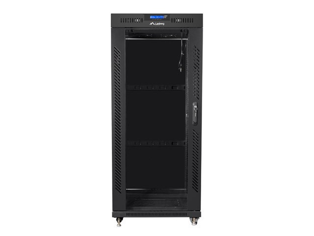 Szafa instalacyjna RACK stojąca 19 22U 800X800 czarne drzwi szklane LCD (FLAT PACK) 