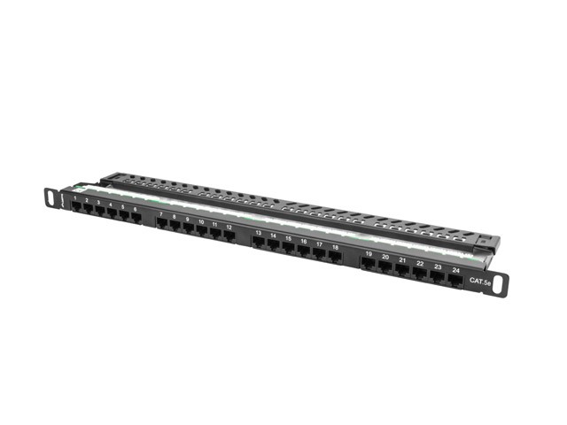 Patch Panel 24 Port 0.5U Kat.5E czarny 